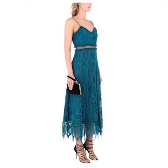 Foxiedox Dresses & Skirts - NEW Foxiedox Gloria Lace Tea Length Dress in Teal Anthropologie FA979DR